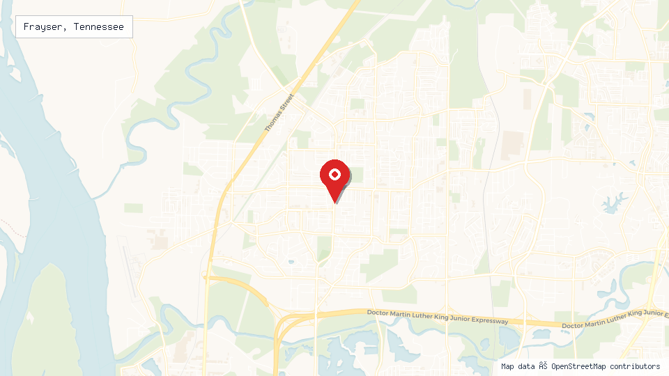 Street map of Frayser, Tennessee with location pin