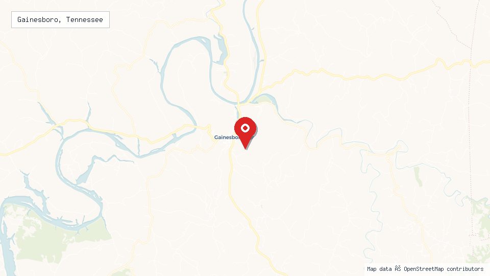 Street map of Gainesboro, Tennessee with location pin
