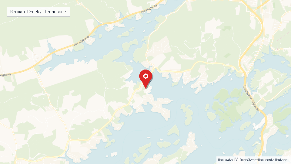 Street map of German Creek, Tennessee with location pin