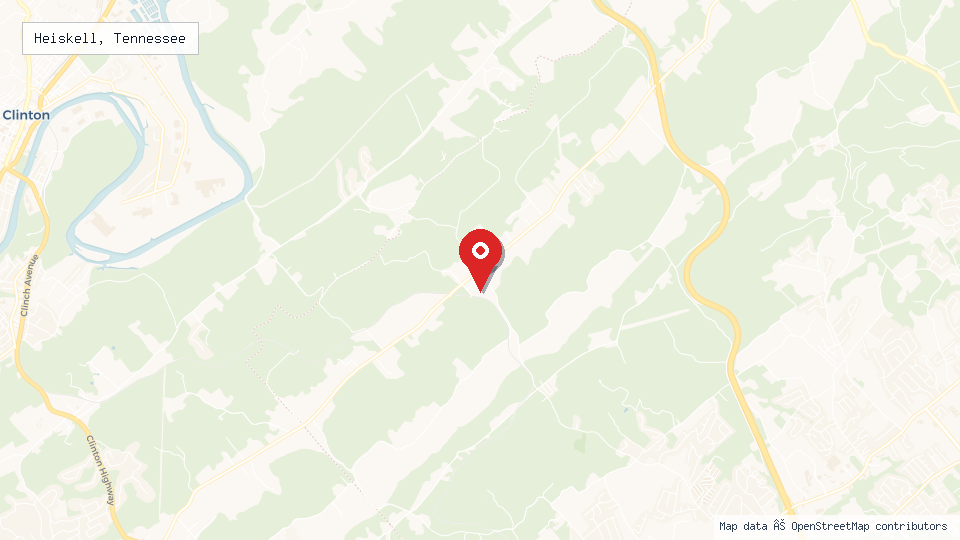 Street map of Heiskell, Tennessee with location pin