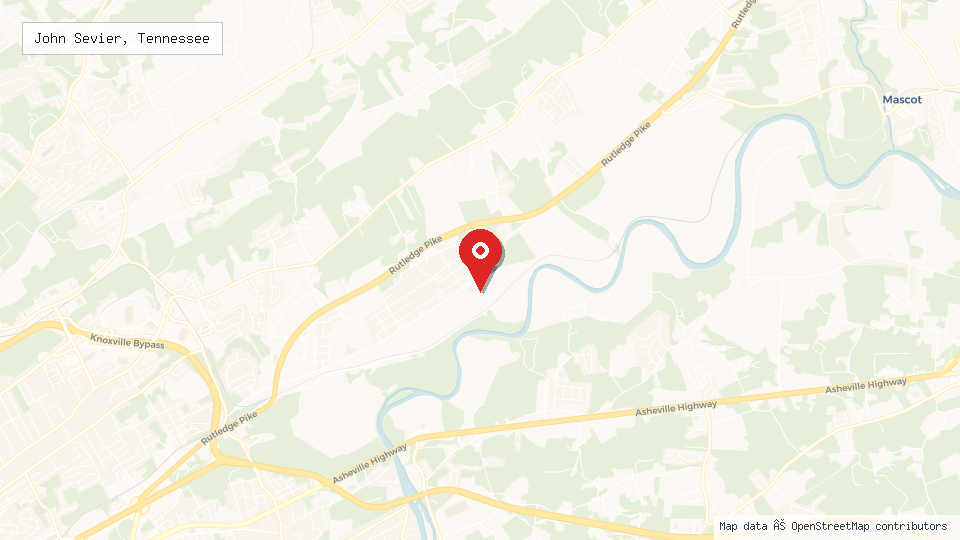 Street map of John Sevier, Tennessee with location pin