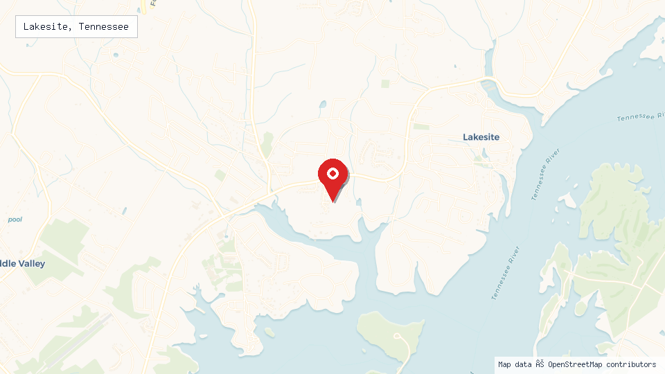 Street map of Lakesite, Tennessee with location pin