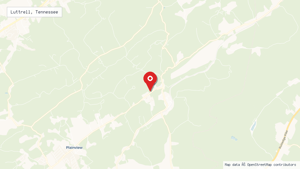 Street map of Luttrell, Tennessee with location pin