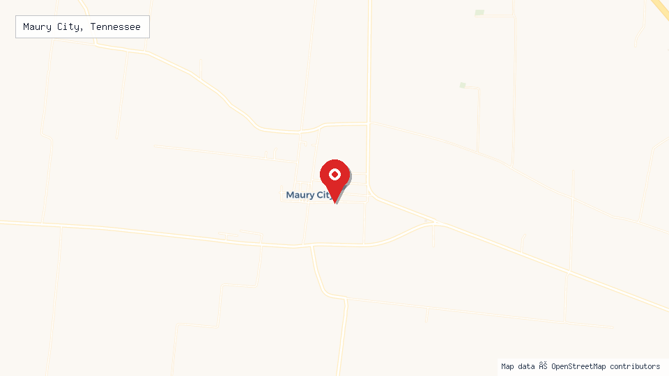 Street map of Maury City, Tennessee with location pin