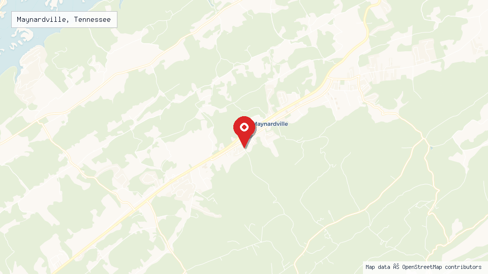 Street map of Maynardville, Tennessee with location pin