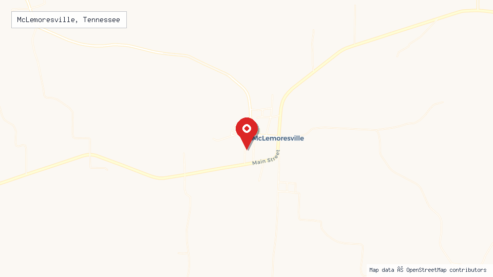 Street map of McLemoresville, Tennessee with location pin
