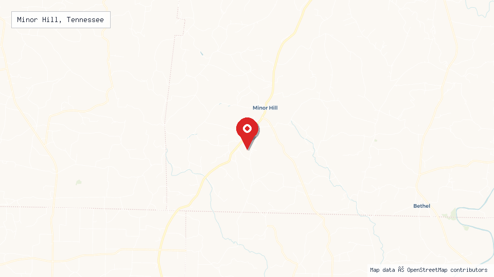 Street map of Minor Hill, Tennessee with location pin