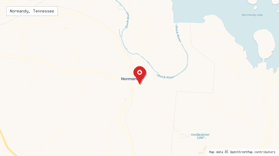 Street map of Normandy, Tennessee with location pin