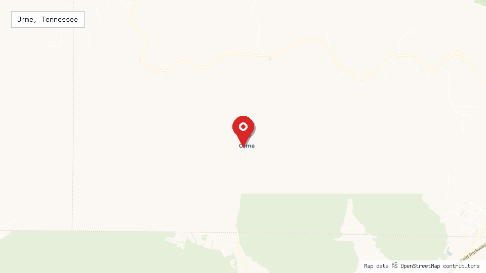 Street map of Orme, Tennessee with location pin