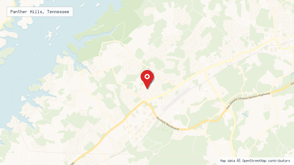 Street map of Panther Hills, Tennessee with location pin