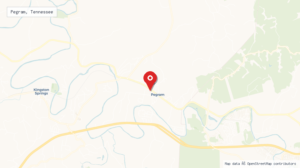 Street map of Pegram, Tennessee with location pin
