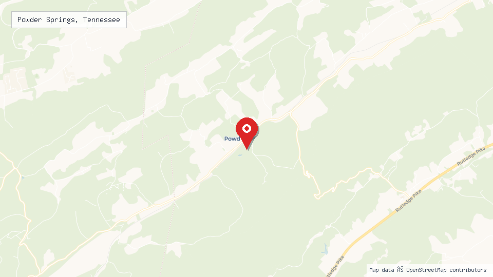 Street map of Powder Springs, Tennessee with location pin