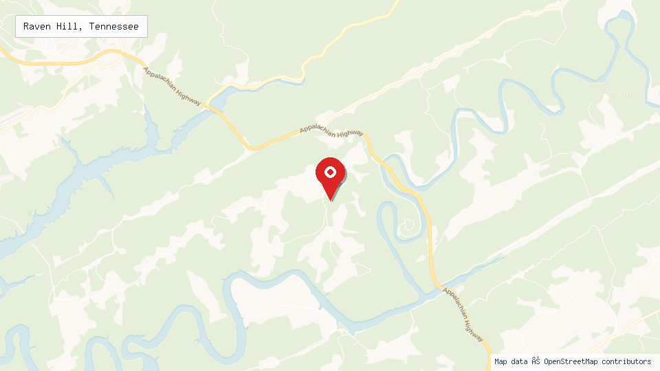 Street map of Raven Hill, Tennessee with location pin