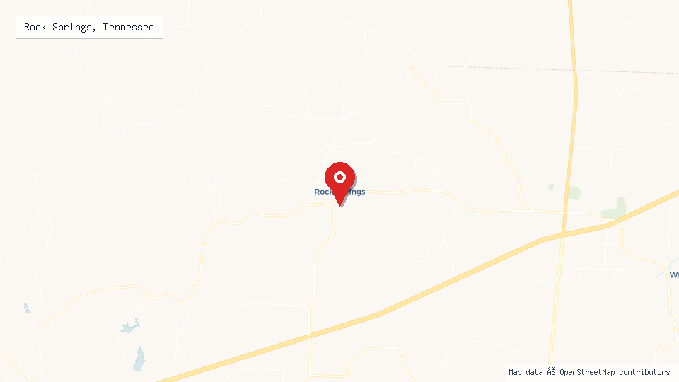 Street map of Rock Springs, Tennessee with location pin