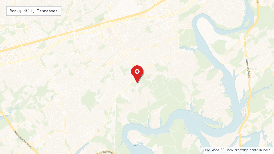Street map of Rocky Hill, Tennessee with location pin
