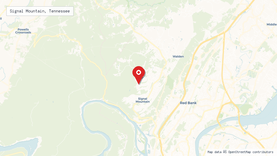 Street map of Signal Mountain, Tennessee with location pin