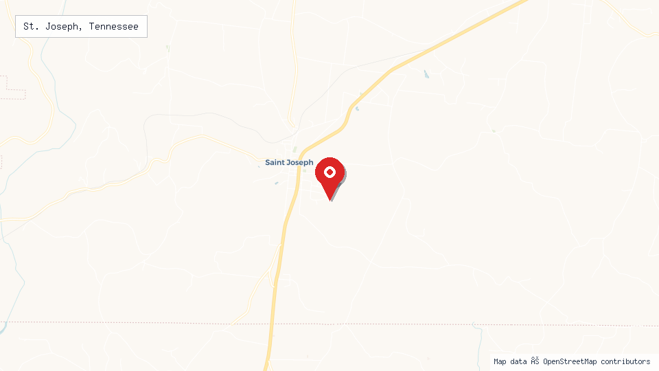 Street map of St. Joseph, Tennessee with location pin