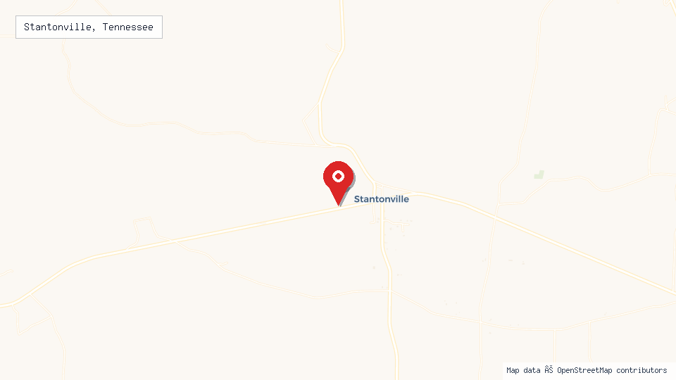 Street map of Stantonville, Tennessee with location pin