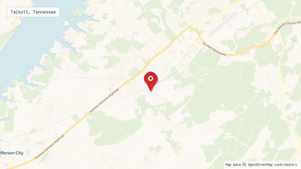Street map of Talbott, Tennessee with location pin