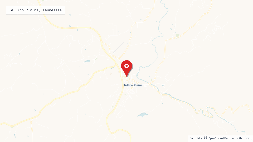 Street map of Tellico Plains, Tennessee with location pin