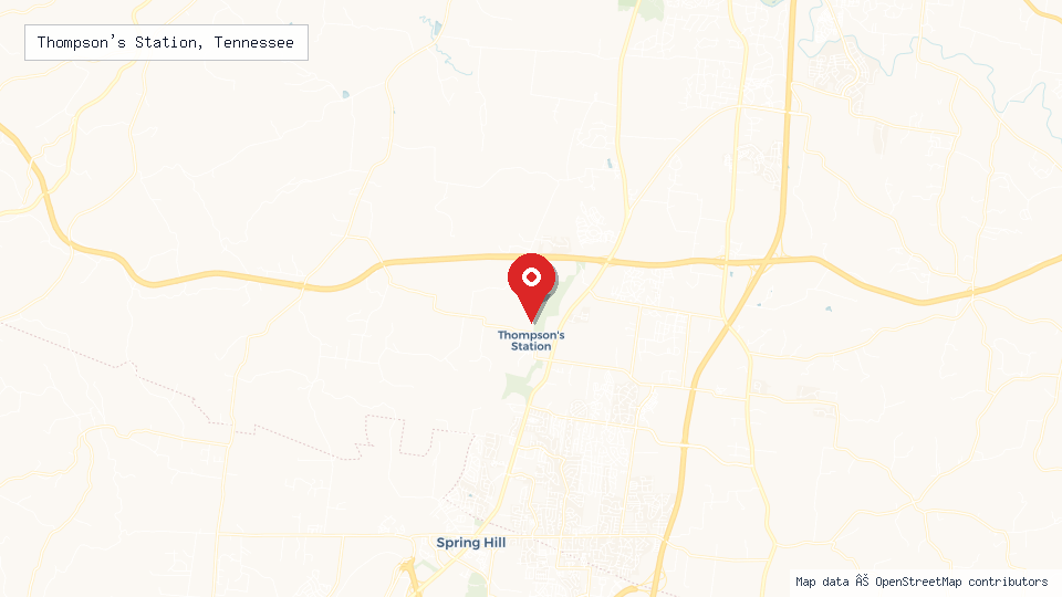 Street map of Thompson's Station, Tennessee with location pin