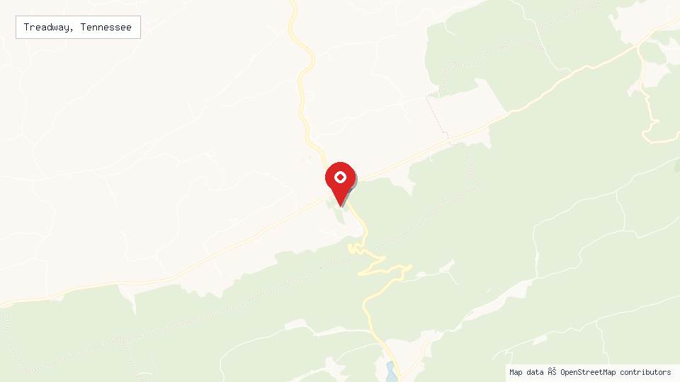 Street map of Treadway, Tennessee with location pin
