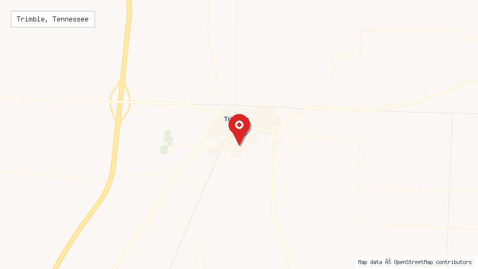Street map of Trimble, Tennessee with location pin