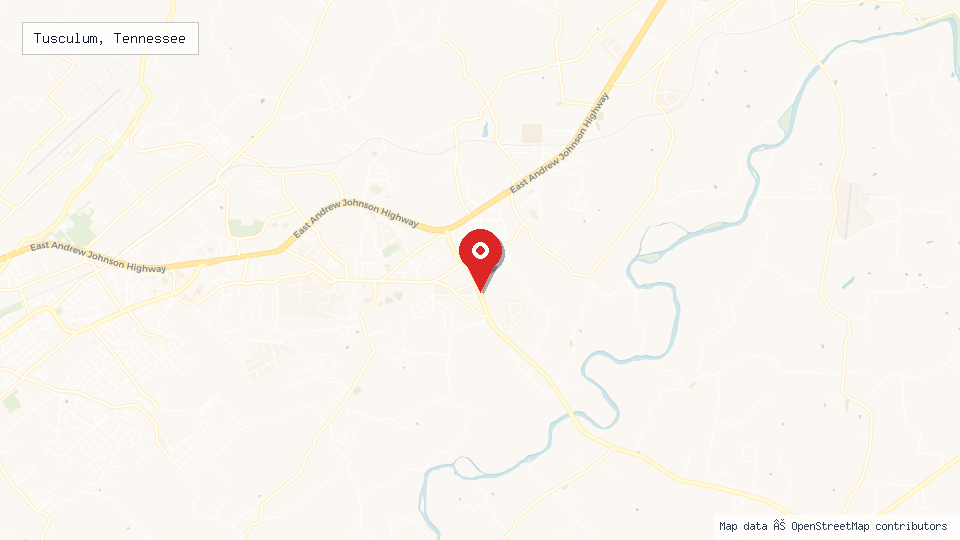 Street map of Tusculum, Tennessee with location pin