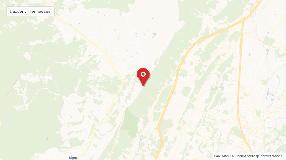Street map of Walden, Tennessee with location pin