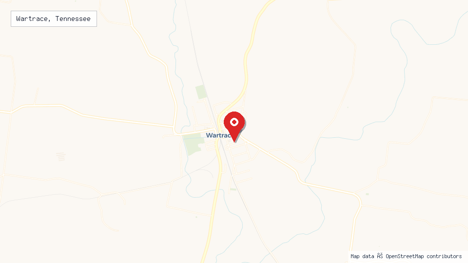 Street map of Wartrace, Tennessee with location pin