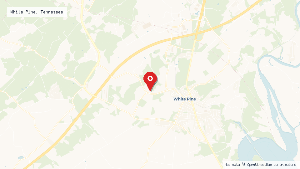 Street map of White Pine, Tennessee with location pin