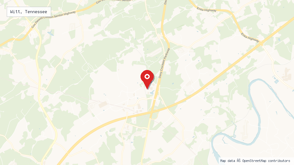 Street map of Witt, Tennessee with location pin
