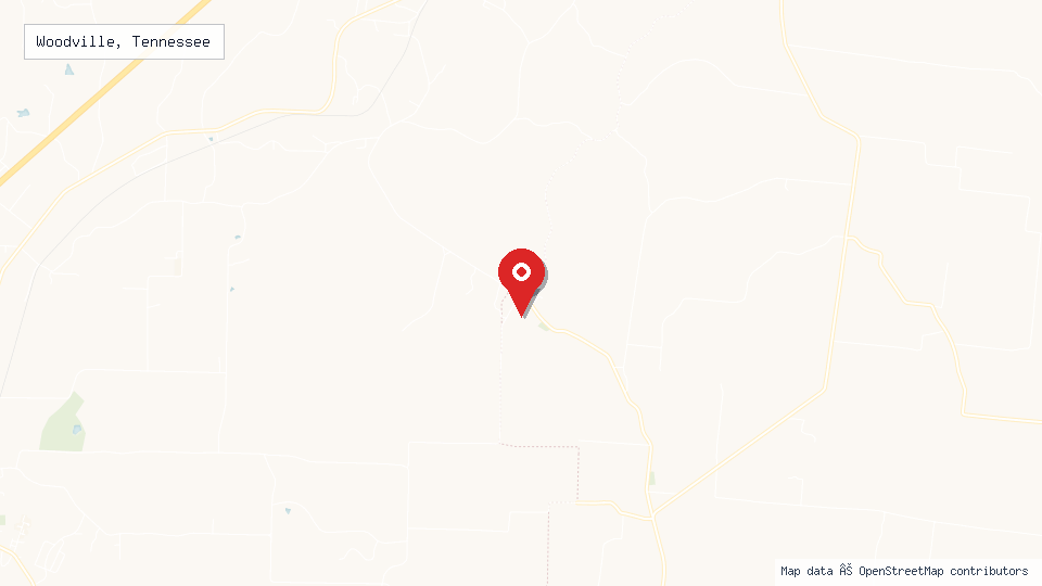 Street map of Woodville, Tennessee with location pin