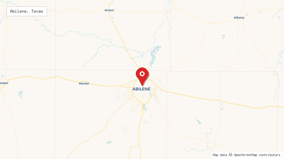 Street map of Abilene, Texas with location pin
