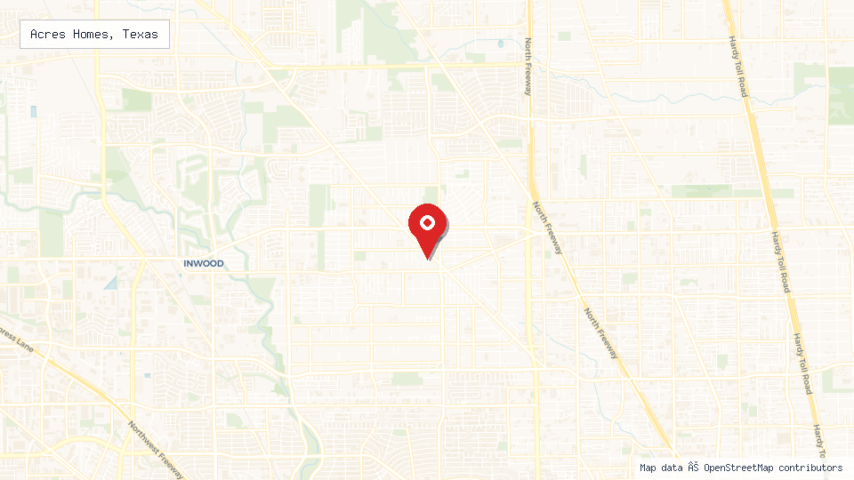 Street map of Acres Homes, Texas with location pin