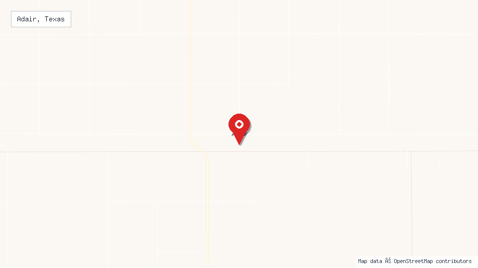 Street map of Adair, Texas with location pin