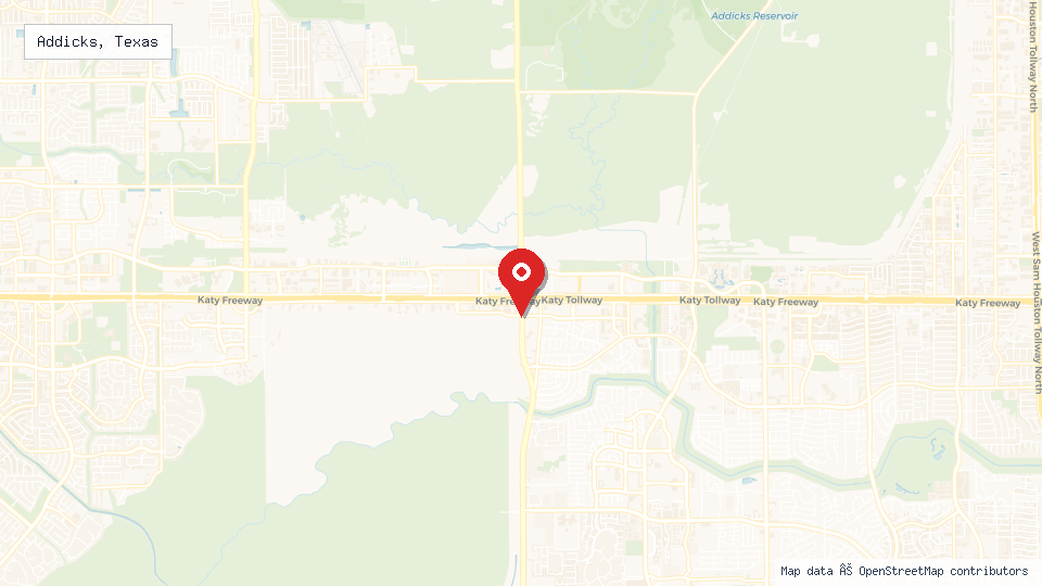 Street map of Addicks, Texas with location pin