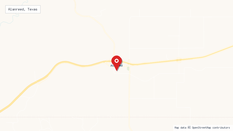 Street map of Alanreed, Texas with location pin