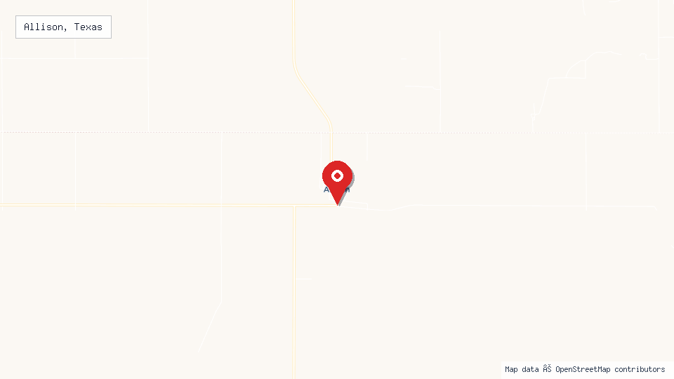 Street map of Allison, Texas with location pin