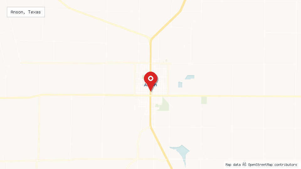 Street map of Anson, Texas with location pin