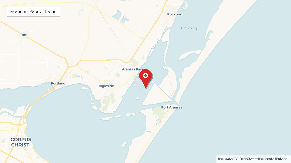 Street map of Aransas Pass, Texas with location pin
