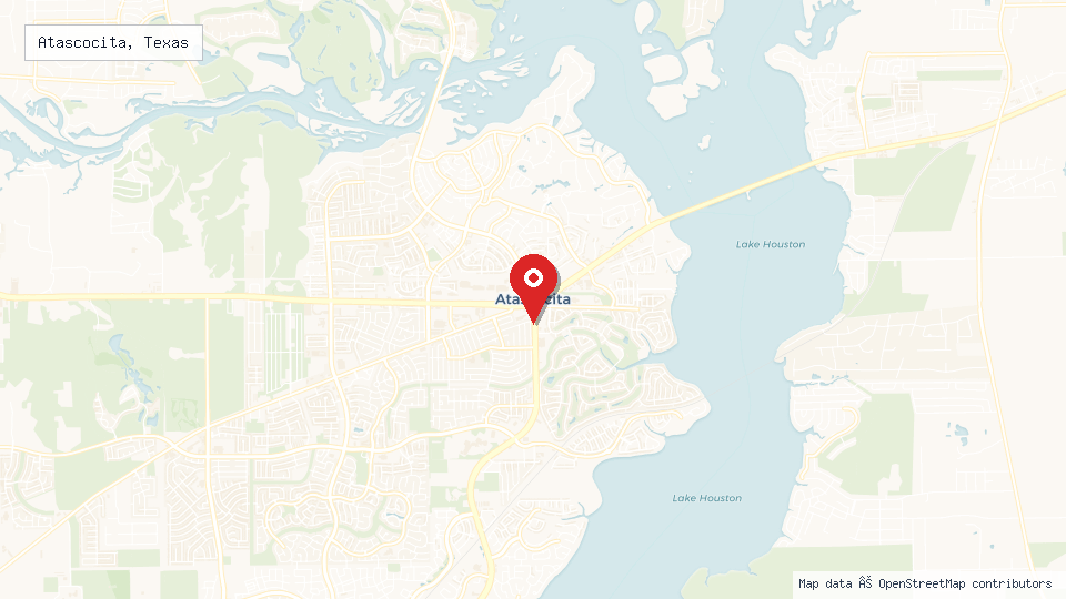 Street map of Atascocita, Texas with location pin