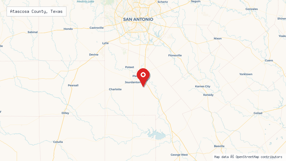 Street map of Atascosa County, Texas with location pin