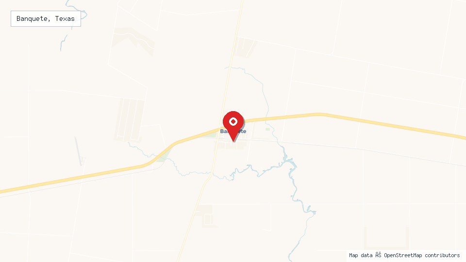 Street map of Banquete, Texas with location pin