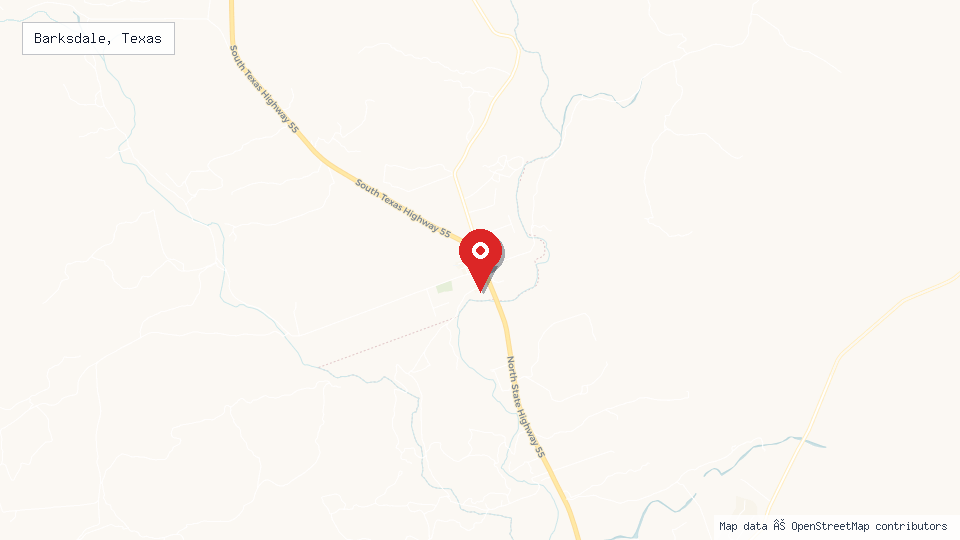 Street map of Barksdale, Texas with location pin