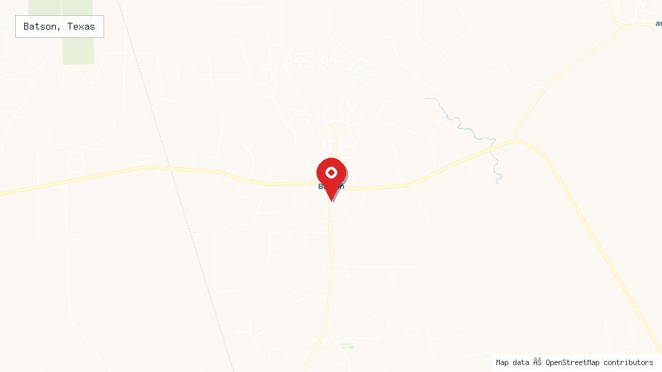 Street map of Batson, Texas with location pin