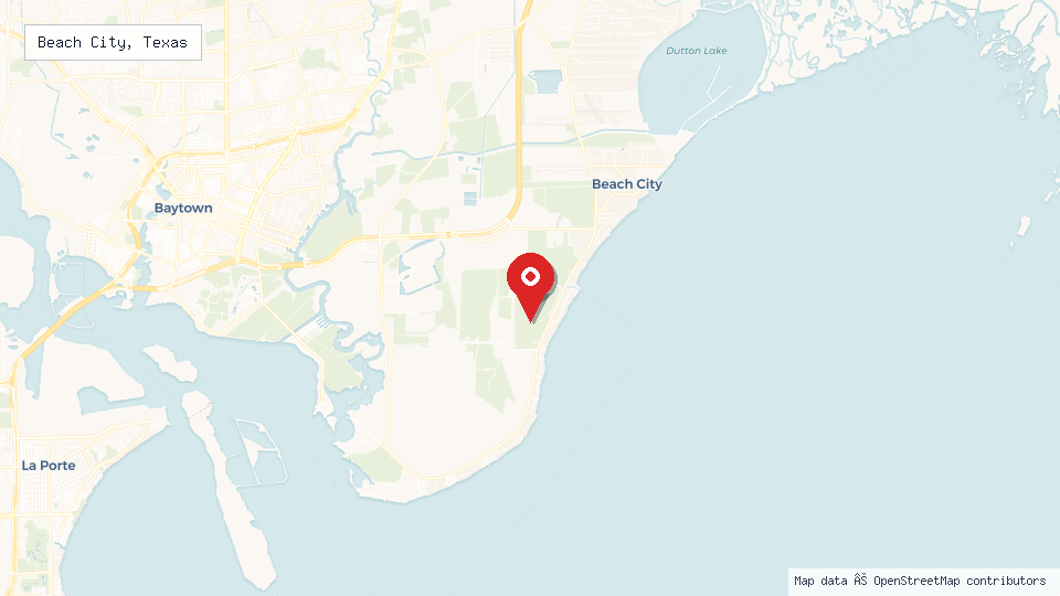 Street map of Beach City, Texas with location pin