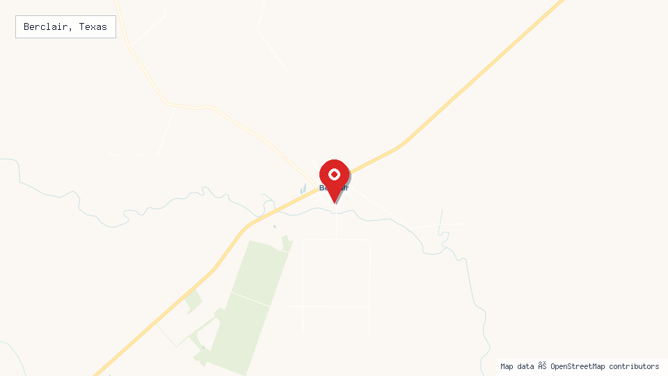 Street map of Berclair, Texas with location pin