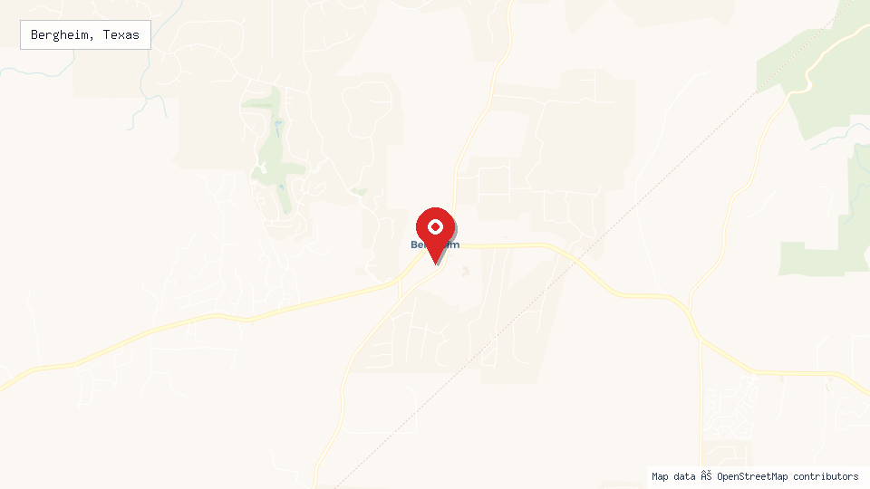Street map of Bergheim, Texas with location pin
