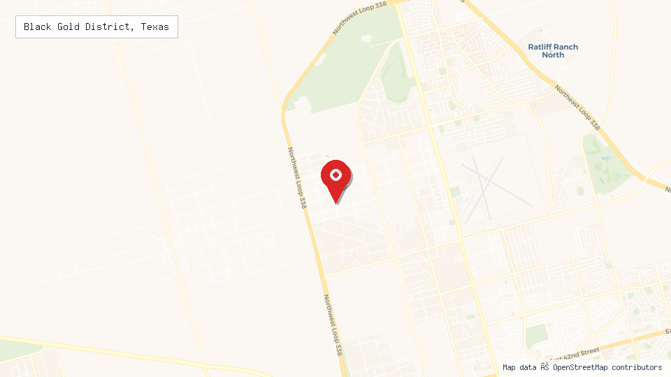Street map of Black Gold District, Texas with location pin